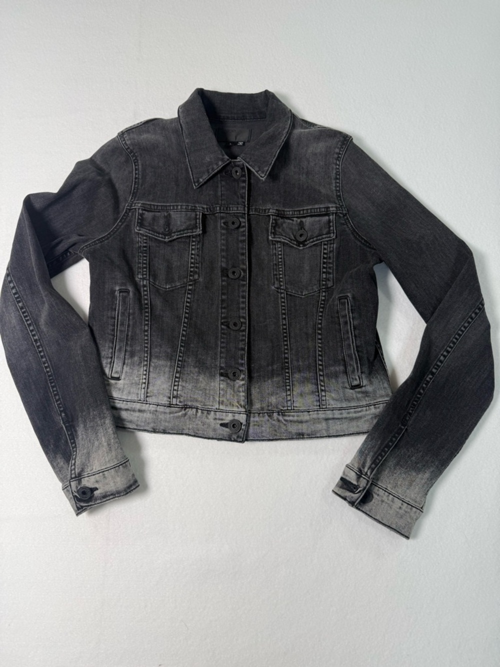 Vince Black Washed Denim Trucker Jacket